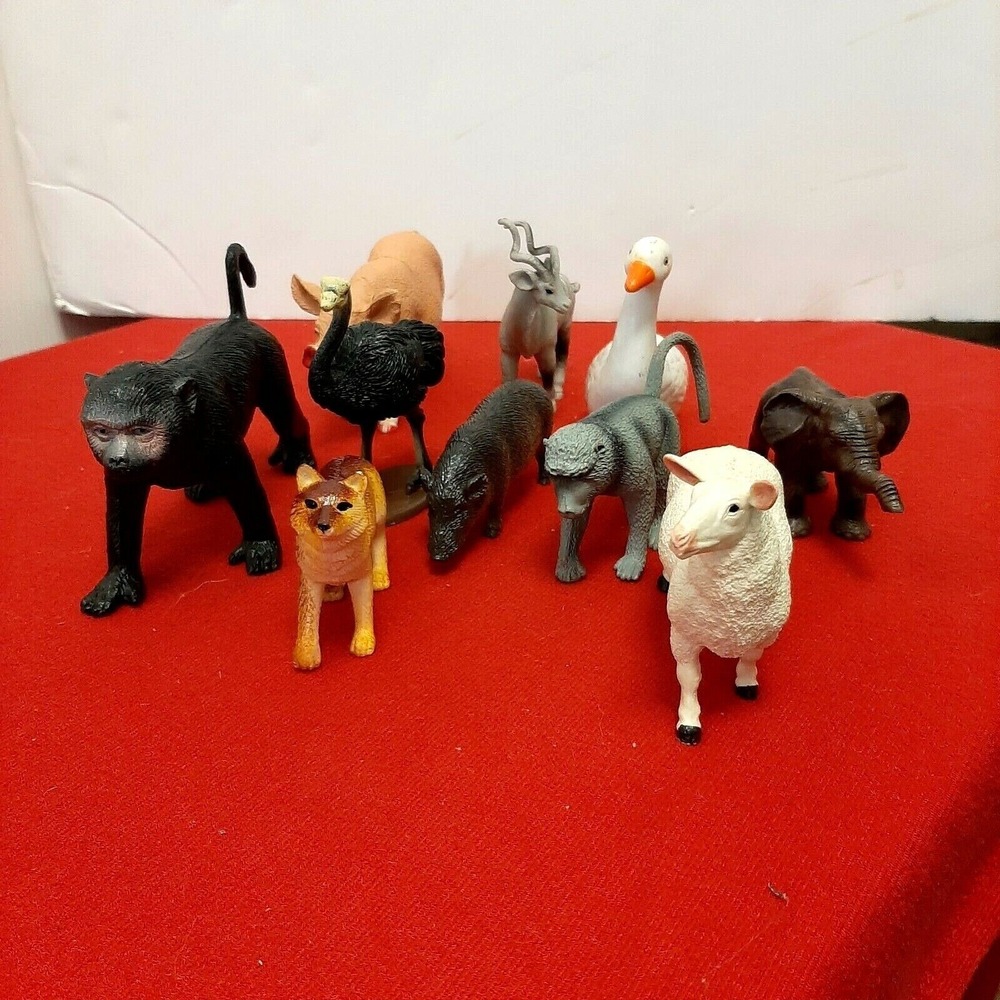 Farm Zoo Animal Toy Figurines pig fox elephant ostrich lamb swan Hard Plastic - Picture 3 of 6